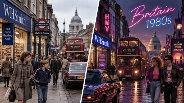 Real British 1980s vs the AI Version Real British 1980s street compared with an AI-generated version